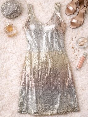 AUW Ombré Sequin Sleeveless Party Dress | Size L